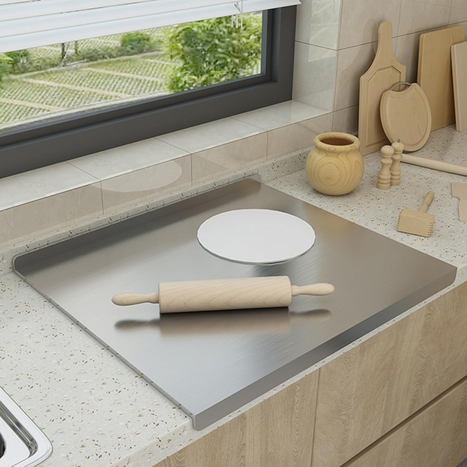 Cutting Boards,304 Stainless Steel Cutting Chopping Board Large,80 Cm X 50 Cm Heavy Duty Double Sided Cutting Board for Meat Cheese Vegetable Fruit Baking Pastry