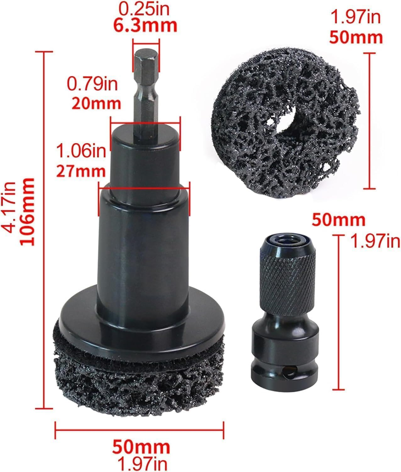 Polishing Maintenance Automotive Tool, Stud Removal Tool Wheel Hub Resurfacing Kit, Portable Rust Remover Cleaner Kit Polishing Maintenance Automotive Kit for 1/2 Inches Wrenches image number 6