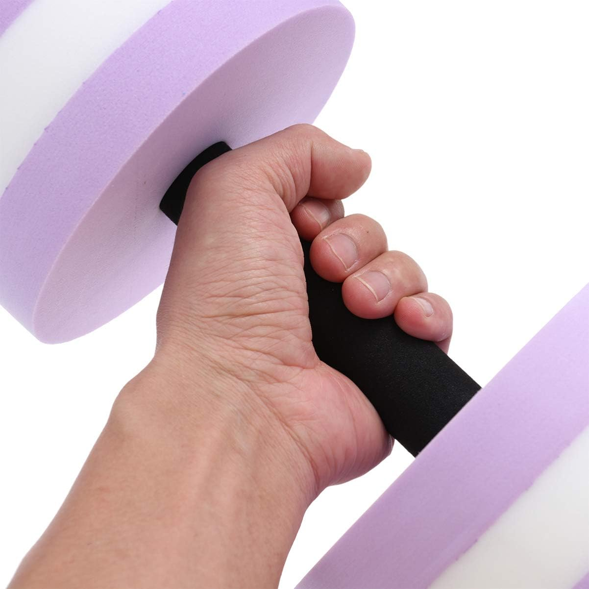Didiseaon 2Pcs Sports Aquatic Exercise Dumbbells Eva Aqua Fitness Barbells with Exercise Hand Bars Set for Women Men Adult (Purple) image number 1