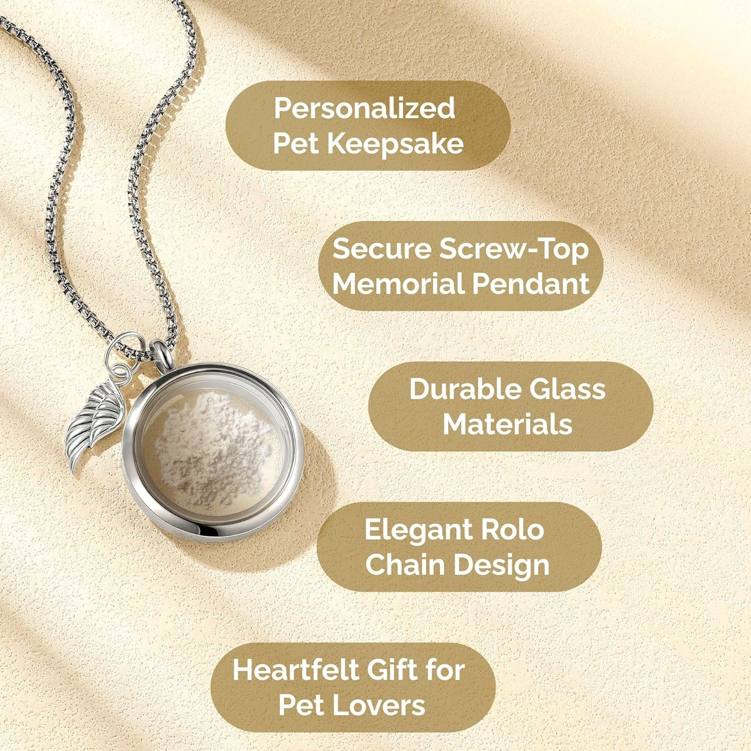 Pet Fur Memorial Necklace, Pet Urn Pendant Necklace, Glass Silver Necklace Memorial Jewelry for Dog Cat Hair image number 6