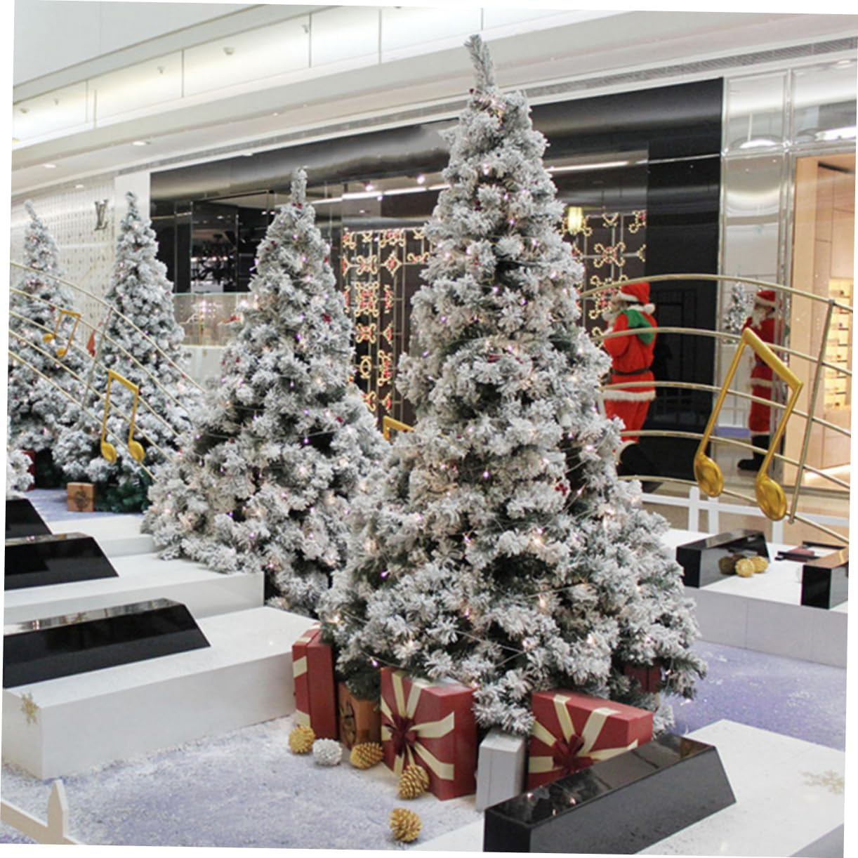 Artificial Flocked Christmas Tree White for Home Mall Decoration Simulated Xmas Tree Adornment Festive and Charming Random Style image number 1