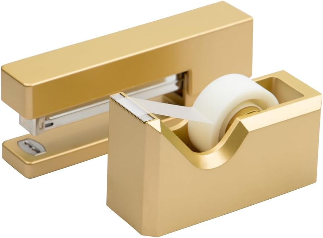 JAM PAPER Office & Desk Sets - 1 Stapler & 1 Tape Dispenser - Gold - 2/Pack - Blue image number 6
