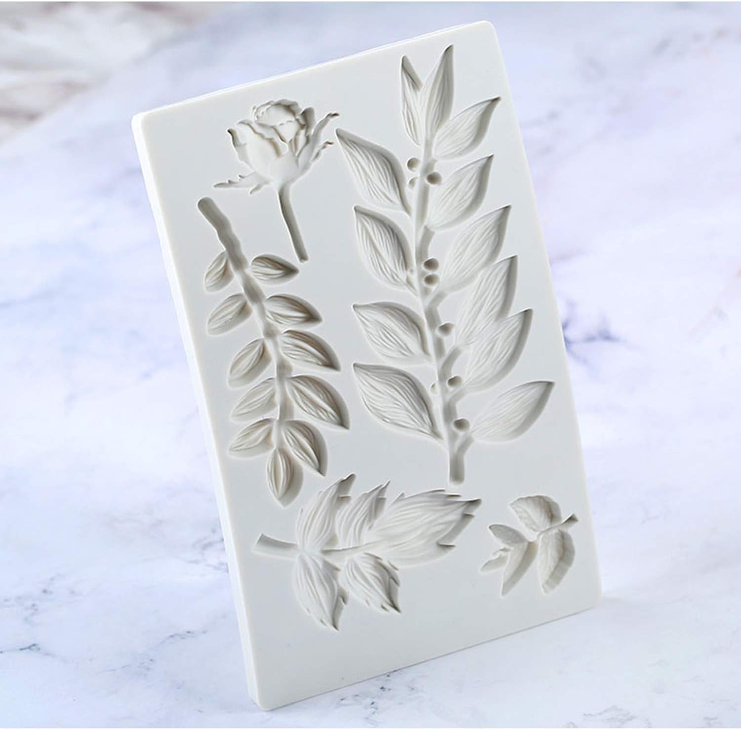 Silicone Fondant Mold Rose Leaves Fondant Mold Leaves Branch Vimen Leaves Silicone Mold Leaves Branch Fondant Mold Cake Decorating Gumpaste Icing image number 3