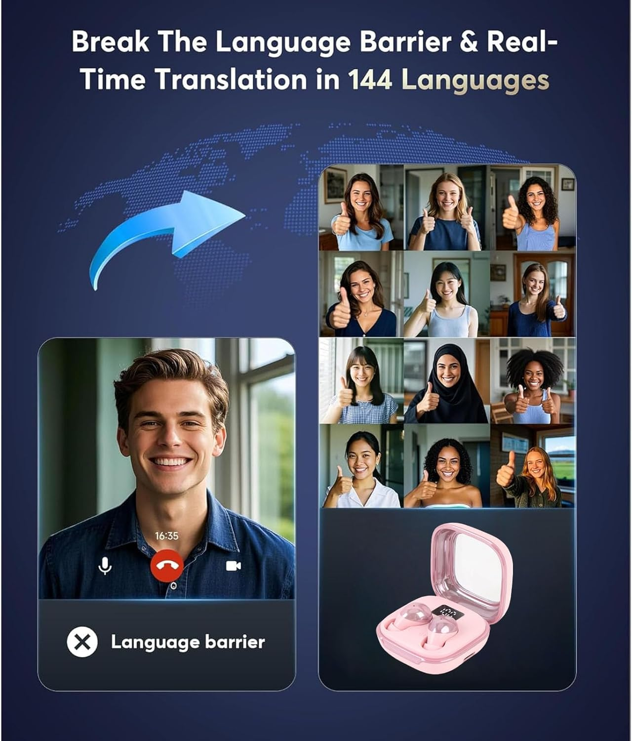 MENDUNER AI Translation Earbuds - Real-Time Translation, 164 Languages,Noise Cancellation, 36H Battery image number 6