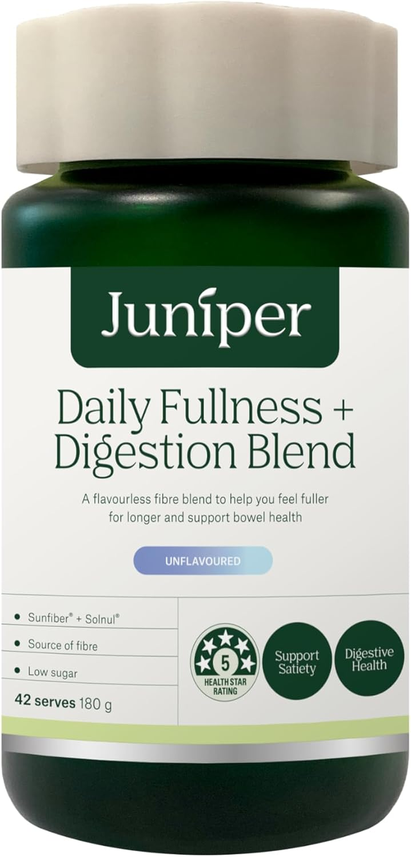 Juniper Daily Fibre Blend 180G | Flavourless Soluble Fibre Powder with Sunfiber & Solnul | Easy to Mix in Food & Drinks