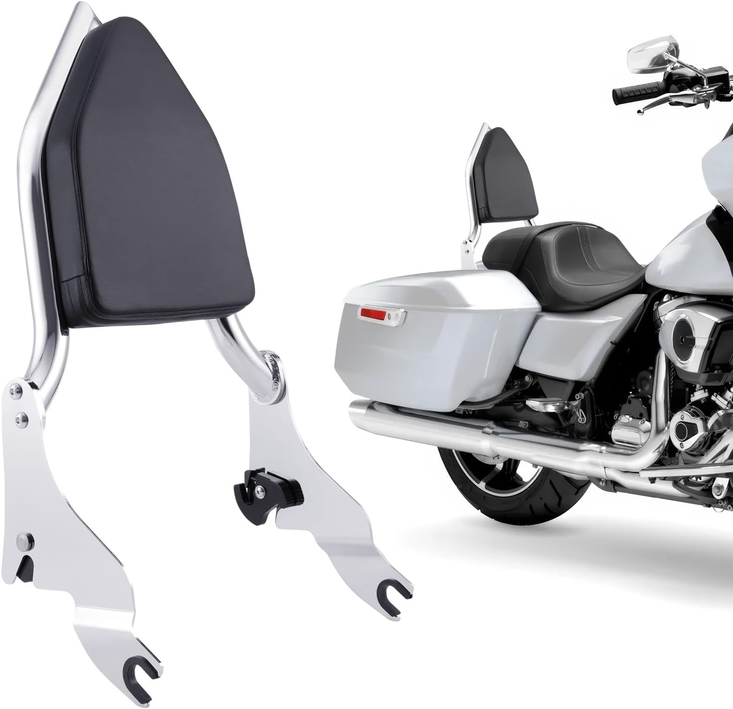 Sissy Bar Backrest Detachable Passenger Backrest Pad Compatible for Harley Davidson Touring Electra Glide, Road King, Road Glide, Street Glide, Ultra Limited 2009-2025 (Black)