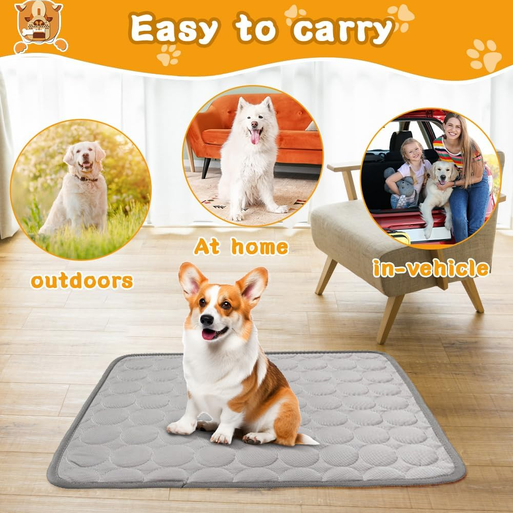 LUPATDY Dog Cooling Mat for Dogs and Cats, Cooling Mat for Cats - Cooling Mat Pets, Self-Cooling Mat Made of Washed Cotton and Cold-Sensitive Fabric for Home on the Go or in the Car image number 5
