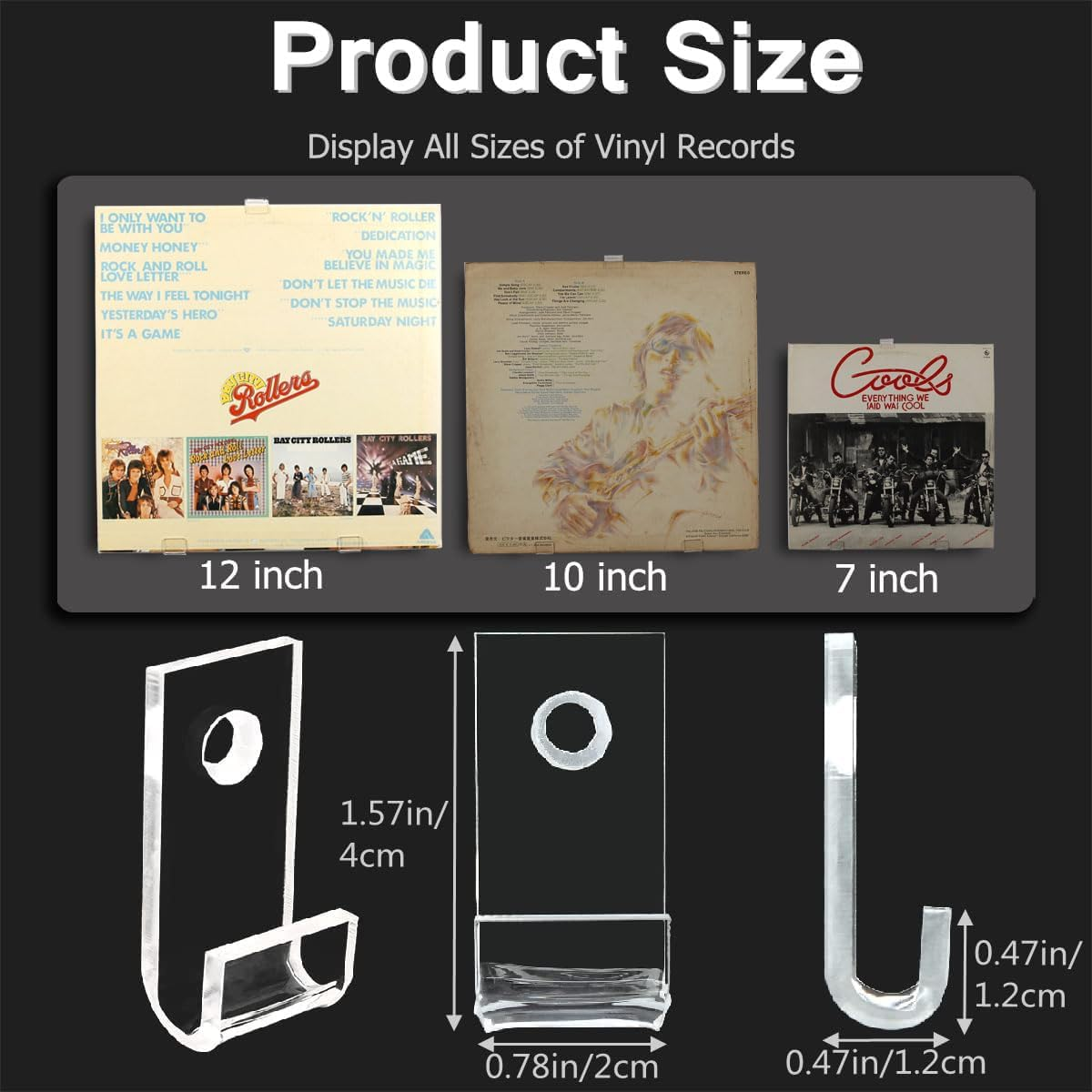 Vinyl Record Wall Mount, 18 Pcs Album Shelves Wall Mounted Display, Vinyl Display Holder Wall, Mini Acrylic Album Record Holder for Home Decor & Record Storess