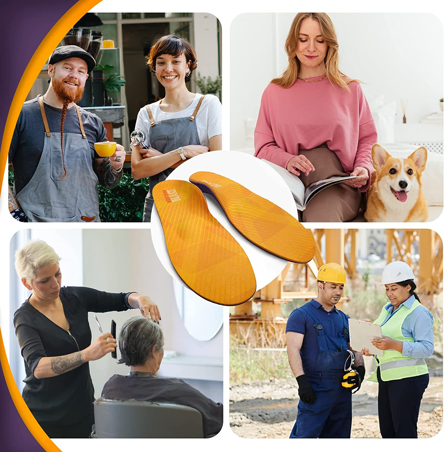 Plantar Fasciitis Support Insoles, Dynwalker Foam Insoles, Flat Feet, Achilles Tendonitis, Bunion Relief, Metatarsalgia, Bone Spur, M image number 2