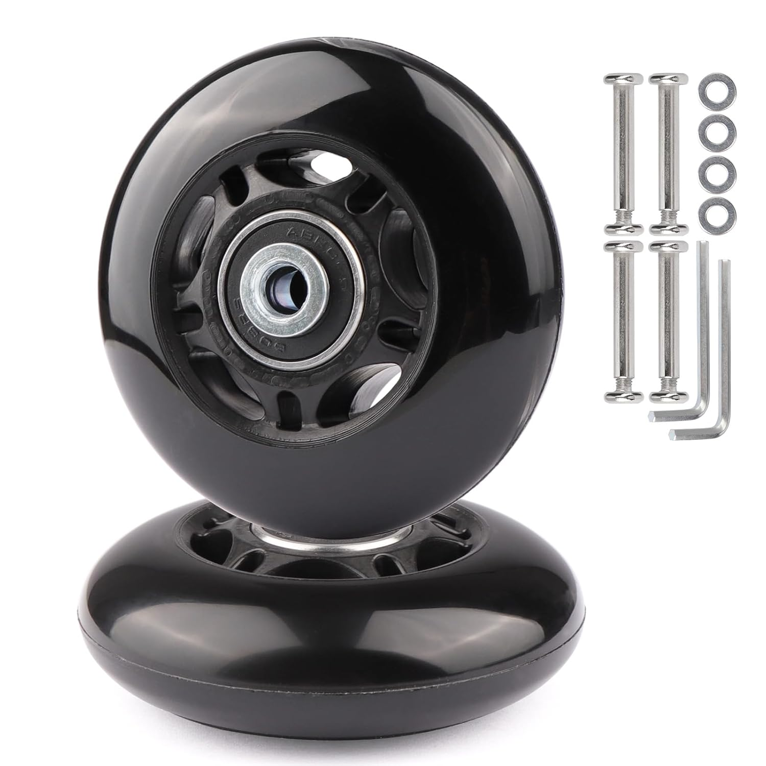 Gladder Luggage Suitcase Replacement Wheels Silent PU Caster Inline Wheels W/Abec7 608-2RS Bearings 6Mm Axles Washer Universal Repair Kit (80X24Mm) image number 6