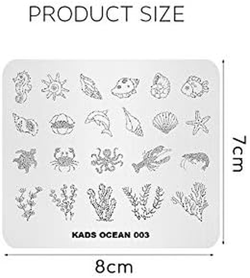 Nail Stamping Plate Theme Ocean Picture Design Templates Life Marine Alga Shell Pattern Manicure Print DIY Nail Art Tools