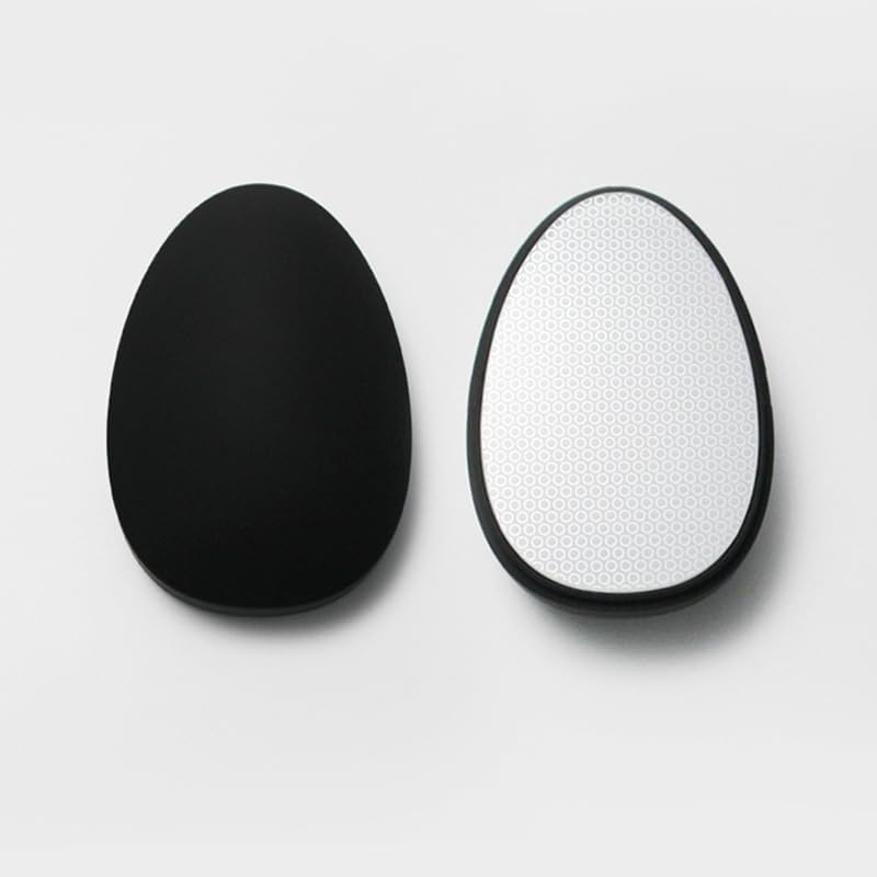 2 PCS Foot Pumice Stone Callus Remover with Cover, Gentle Exfoliating Nano Glass Foot File & Pedicure Tool for Dead Skin, Hard & Cracked Heels, Portable Egg Shape Pedi Scrubber for Smooth Feet (Black) image number 2