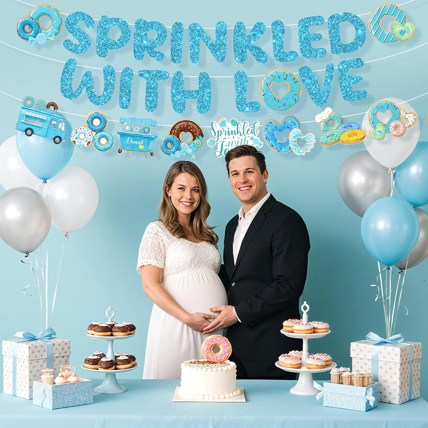 Sprinkle Baby Shower Decorations for Boy Sprinkled with Love Banner image number 3