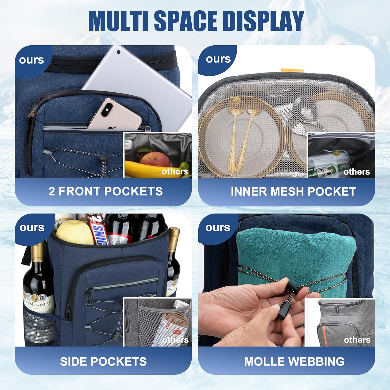 Backpack Cooler Insulated Leak Proof for Men Women 36 Cans Soft Cooler Backpack Insulated Waterproof Large Capacity Coolers Bag Portable for Lunch Camping Travel Picnic Hiking