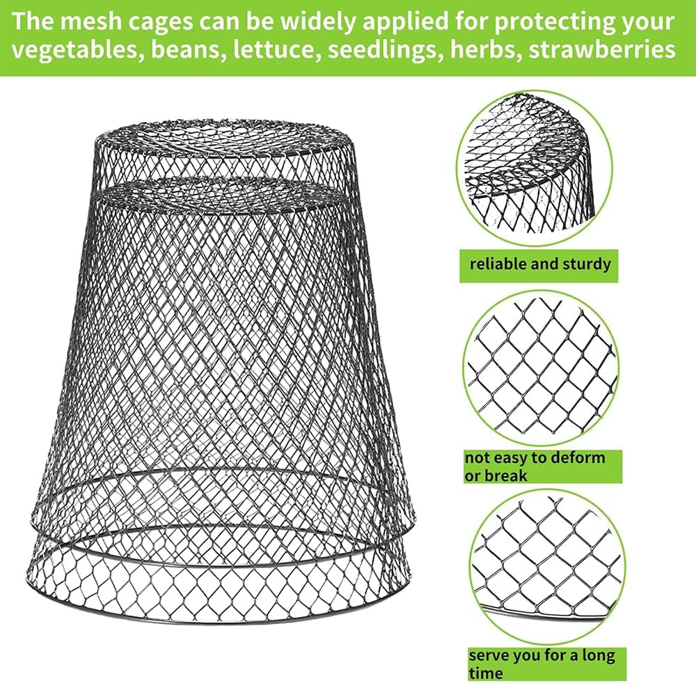 HYAVIA 5 Pack Metal Plant Protectors &ndash; Chicken Wire Cloche Covers for Pots & Gardens, Mesh Barriers to Protect Flowers, Vegetables, and Fruits from Animals (Black) image number 3