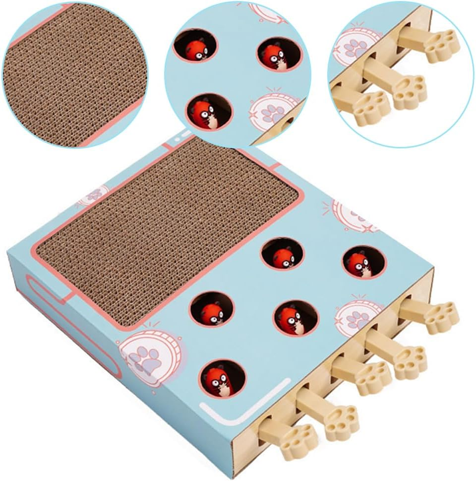 Interactive Cat Enrichment Tool,Kitty Puzzle Box,Kitty Scratching Board,Cat Claw Sharpening Pad, with Spring,Pet Interactive Tool,Bring Fun, Relieve Boredom and Train IQ