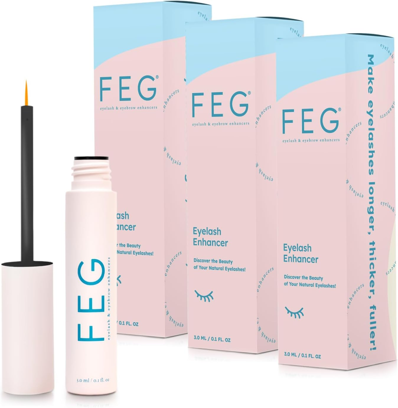 FEG Eyelash Enhancer Eye Lash Rapid Growth Serum Liquid 100% Original 3Ml (3 Pack) image number 1