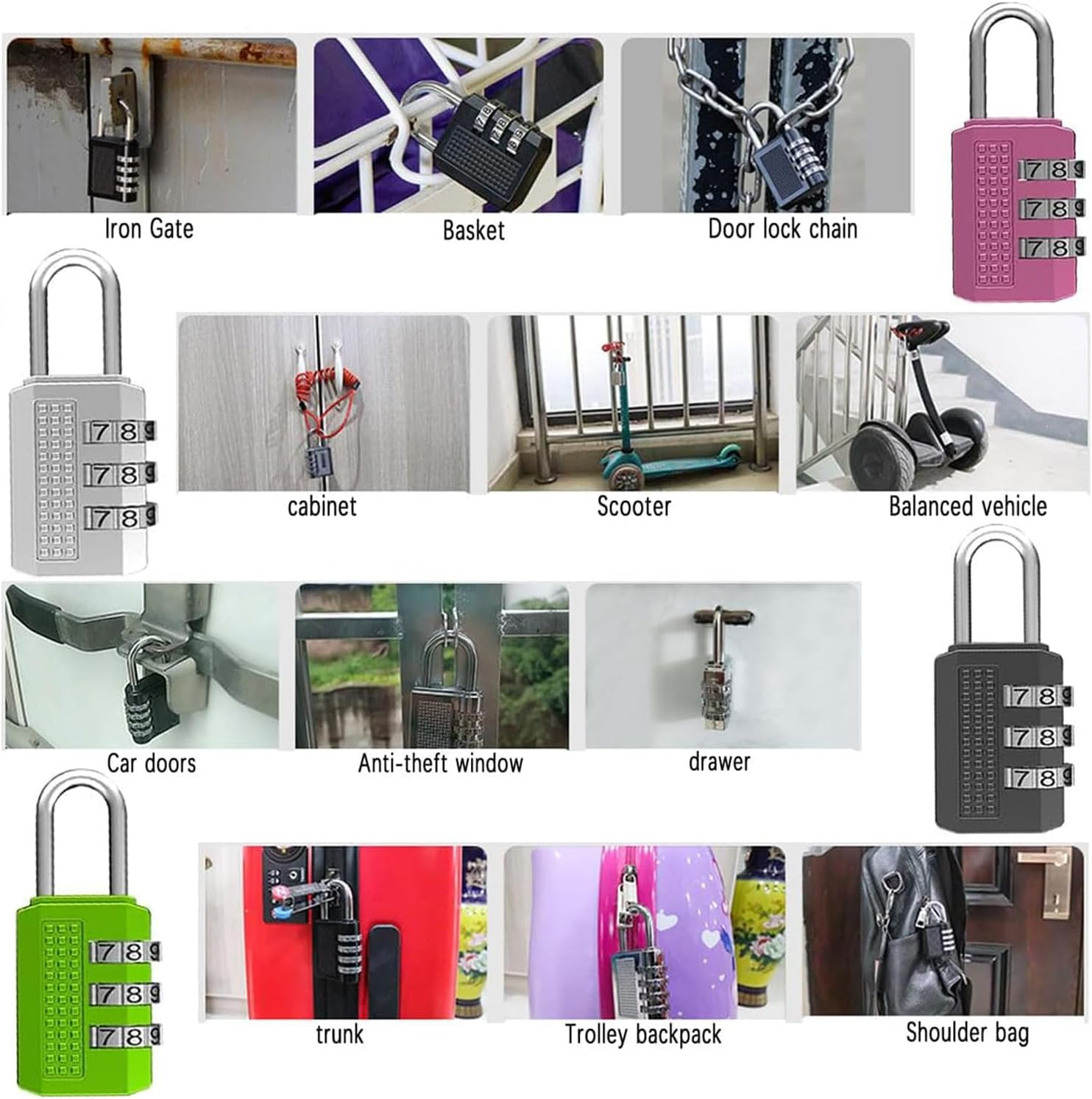 Yharnamite 4 Pcs Combination Lock for Locker, 3 Digit Combination Padlock, Waterproof and Rust-Proof Padlock Combination Lock for Travel Bag, Suit Case, Lockers, Gym image number 1