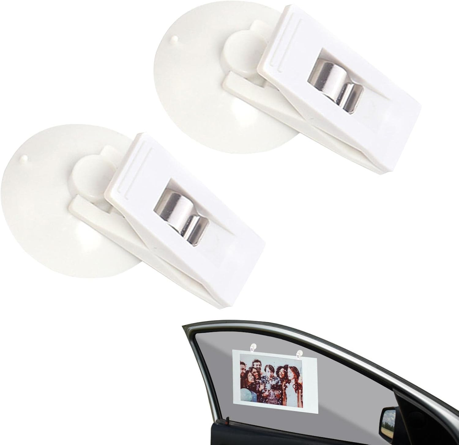 Car Parking Ticker Holder,Invoice Ticket Folder, Parking Permit Holder, Parking Ticket Holder | 2 Card Clamp, Bill Clip, Auto Interior Accessories, Suction Cup Fridge, Car, Home - White image number 5