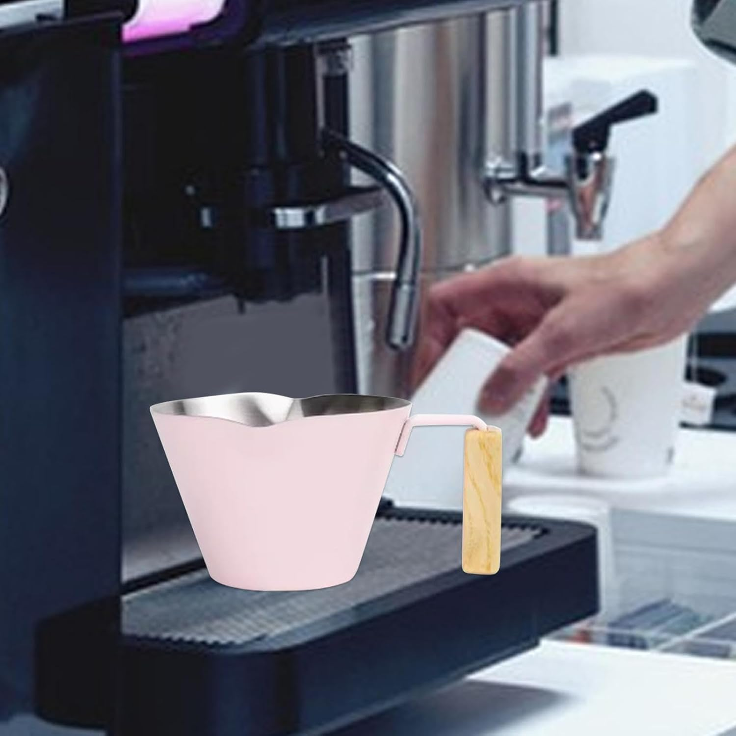 Espresso Dosing Cup - 100Ml Coffee Measuring Cup - Espresso Shot Pitcher, Double Spout Metal Measuring Cup, Stainless Steel Pouring Cup for Tea, Bar, Milk image number 3