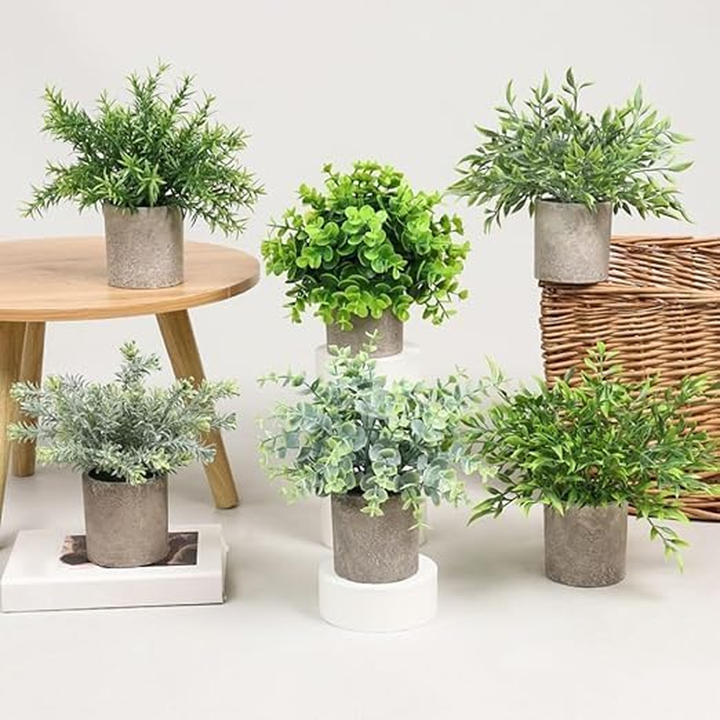Mini Potted Artificial Plants, Eucalyptus, Nandina, Dalbergia, 21-23 Cm Tall, Indoor Greenery, Tabletop D&eacute;cor Centrepiece
