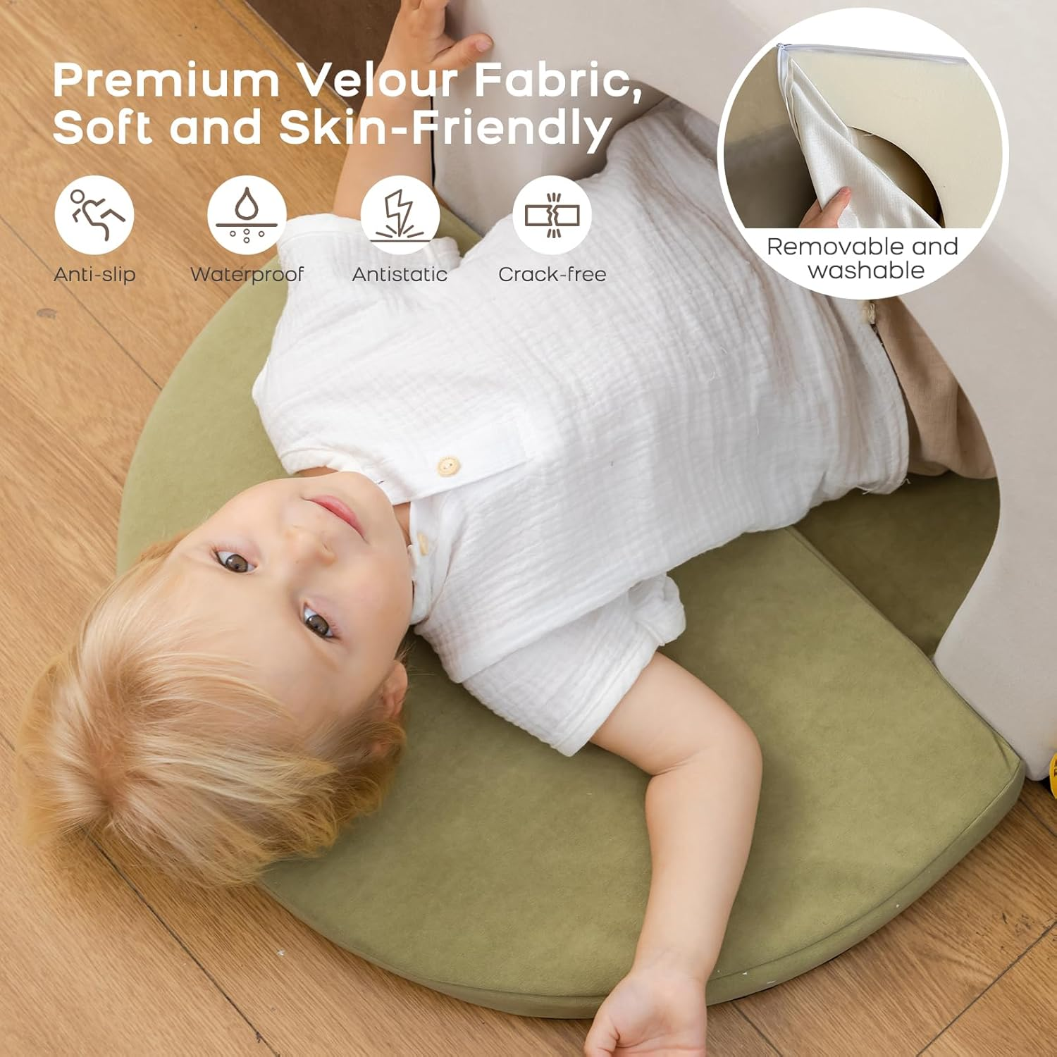 Banasuper Kids Climbing Foam Blocks Playset - 7 Piece Toddler Climbing Toys, Indoor Gross Motor Development Montessori Gross Motor Toy for Babies & Toddlers (Grey) image number 6