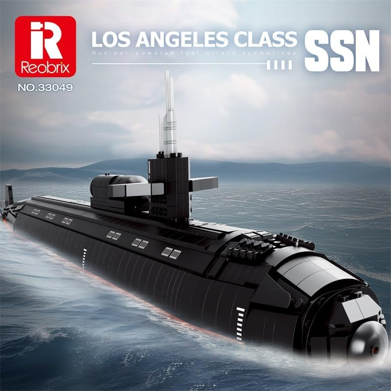 Reobrix 33049 Nuclear Submarine Building Block Set, Los Angeles-Class SSN Warships Model Building Kit, Military Battleship Toys for Adult and Kids 12+, 2988 PCS image number 5