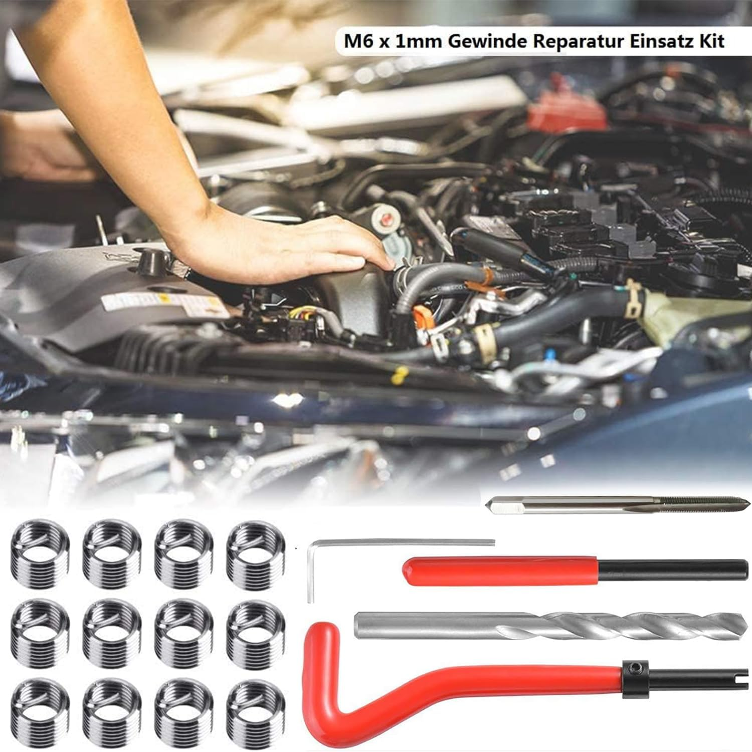 Lyfengdeam Thread Repair Insert Kit, 30 PCS Helical Coil Inserts Stripped Thread Repair Damaged Screw Threads Rethreading Drill Bit Taps for Restoring Damaged Threads (M4*0.7Mm) - M5X0.8Mm image number 6