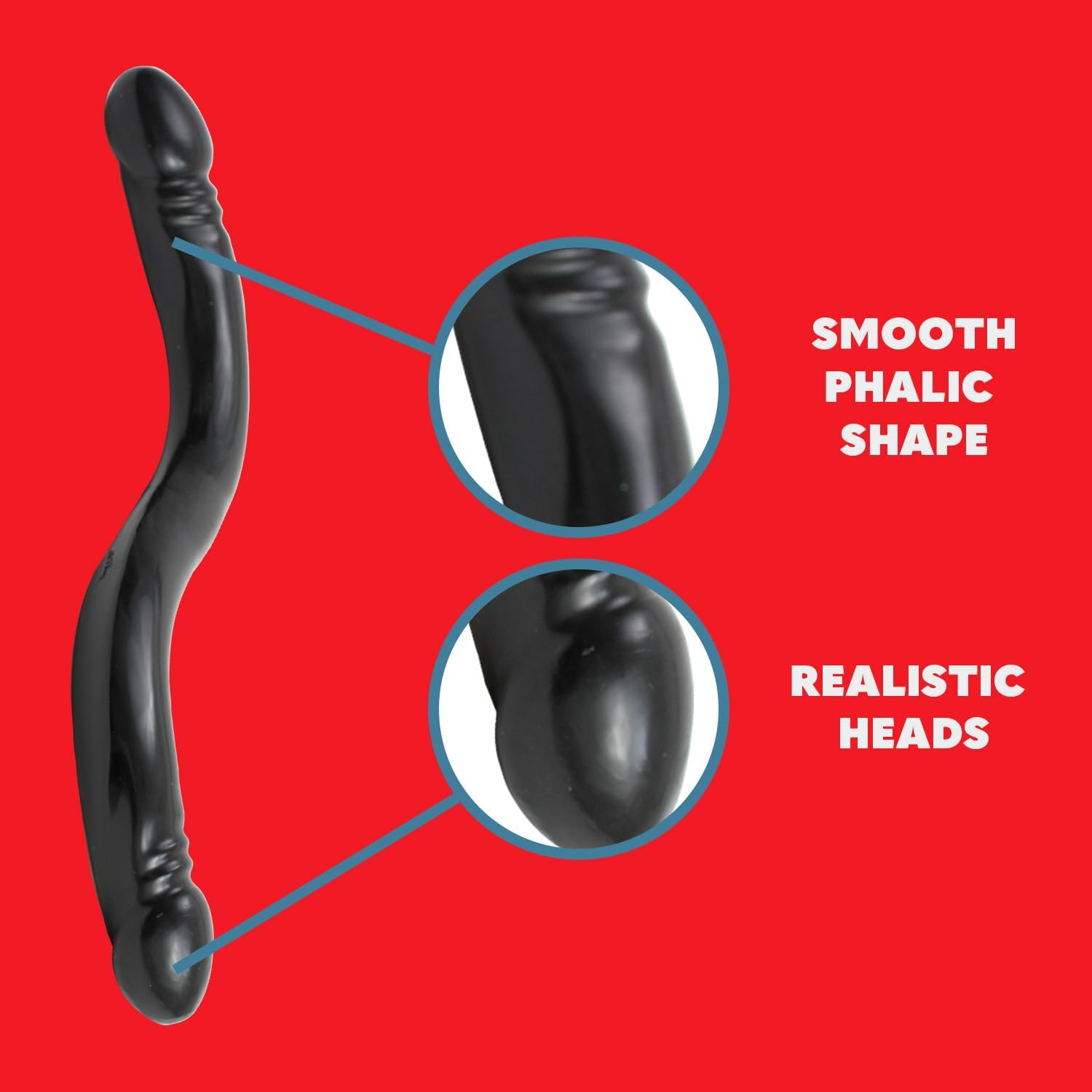 Doc Johnson Classic - Smooth Double Header - 18 Inch - Double-Sided Dildo - Black image number 2