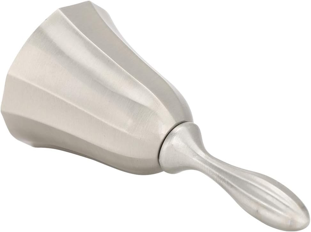 Hand Bell, Super Loud Solid Antique Bell Silver Steel Metal Handbell Service Call Alarm Jingles Ringing with Handle Used for Dinner inside Classroom Food Line Wedding Events Decoration and Game image number 1