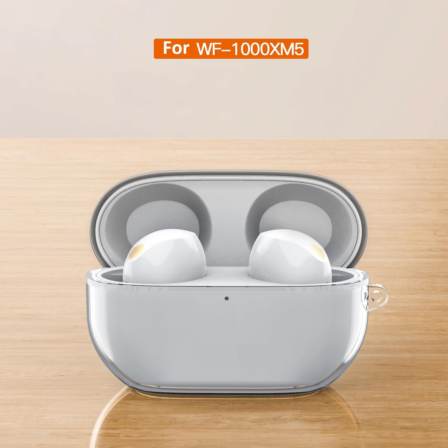 USTIYA Case for Sony WF-1000XM5 Protection Cover Full-Body Soft Silicone with Keychain Headphone Accessories (Clear) image number 6