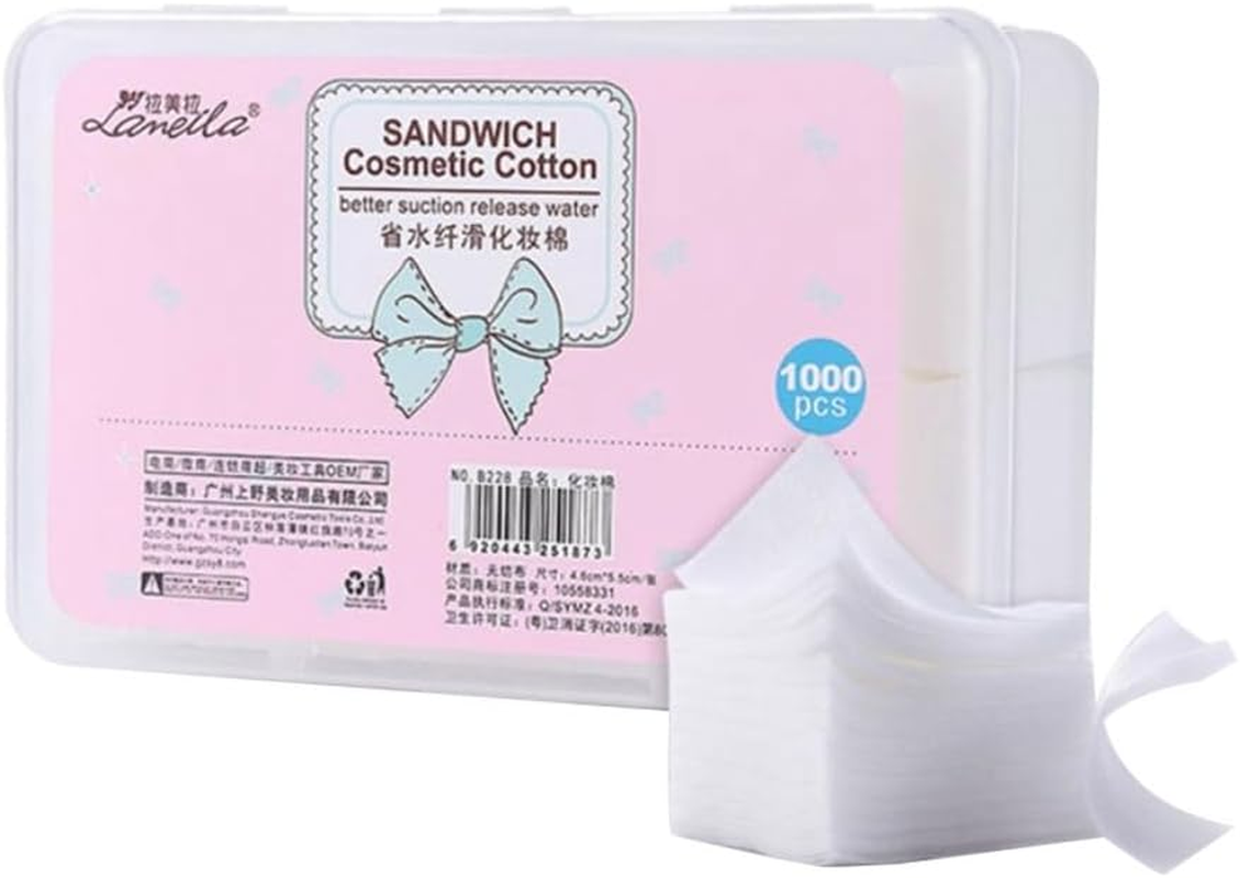 Healeved Cotton Wool Pads - 1000 Pcs Cotton Pads, Non-Fleecing, No Shed, 100% Pure Cotton Wool for Make-Up Removal, Discs Face, Nails, Manicure - Disposable Make up Remover Pads image number 3