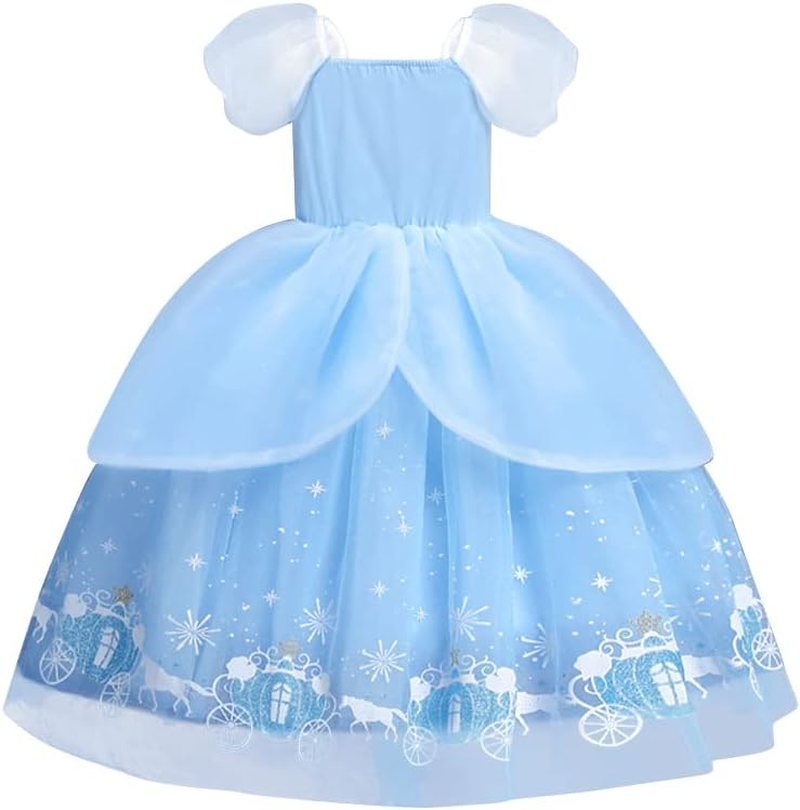 IWEMEK Girls Cinderella Dress Princess Costume + Accessories Set Fairy Tale Cosplay Halloween Carnival Costumes Christmas Birthday Pageant Party Fancy Dresses Kids 3-12 Years image number 3