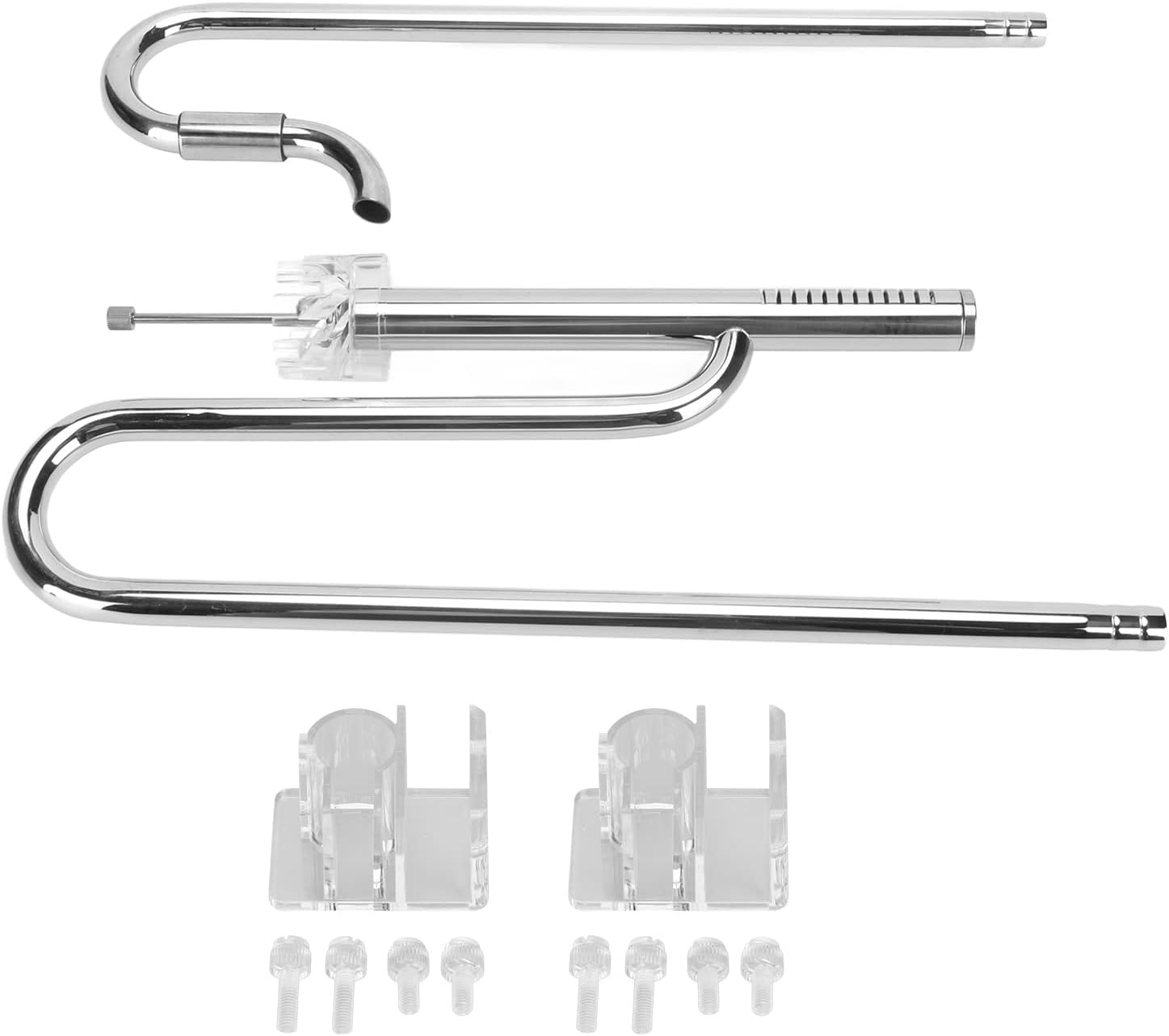 Metal Lily Pipe Surface Skimmer, Steel Stainless Inflow and Outflow Pipe Set Removes Surface Scum Pipe with 2 Acrylic Holders for Aquarium Planted Tank, Easy to Adjust (16Mm/0.63In) image number 1