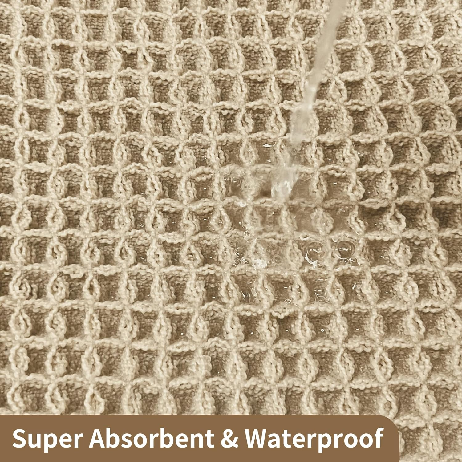 Cosinst Waffle Bath Mat 46X77Cm Super Absorbent Non Slip Comfortable Carpet for Tub, Shower Room, Machine Wash Quick Dry Bath Rugs with Tassels, Rubber Backed Bathroom Mats, Ultra Soft, Brown