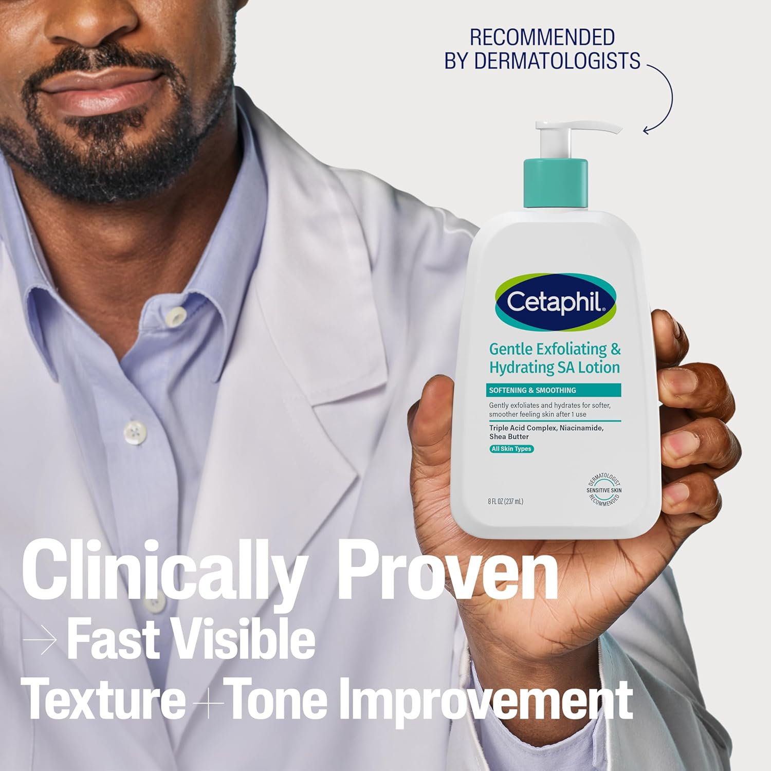 Cetaphil Gentle Exfoliating SA Lotion, Lightweight Moisturizer for All Skin Types, 8 Oz Pump Bottle, Salicylic Acid, Mandelic Acid & Gluconolactone, Gently Exfoliates, Dermatologist Recommended Brand image number 2