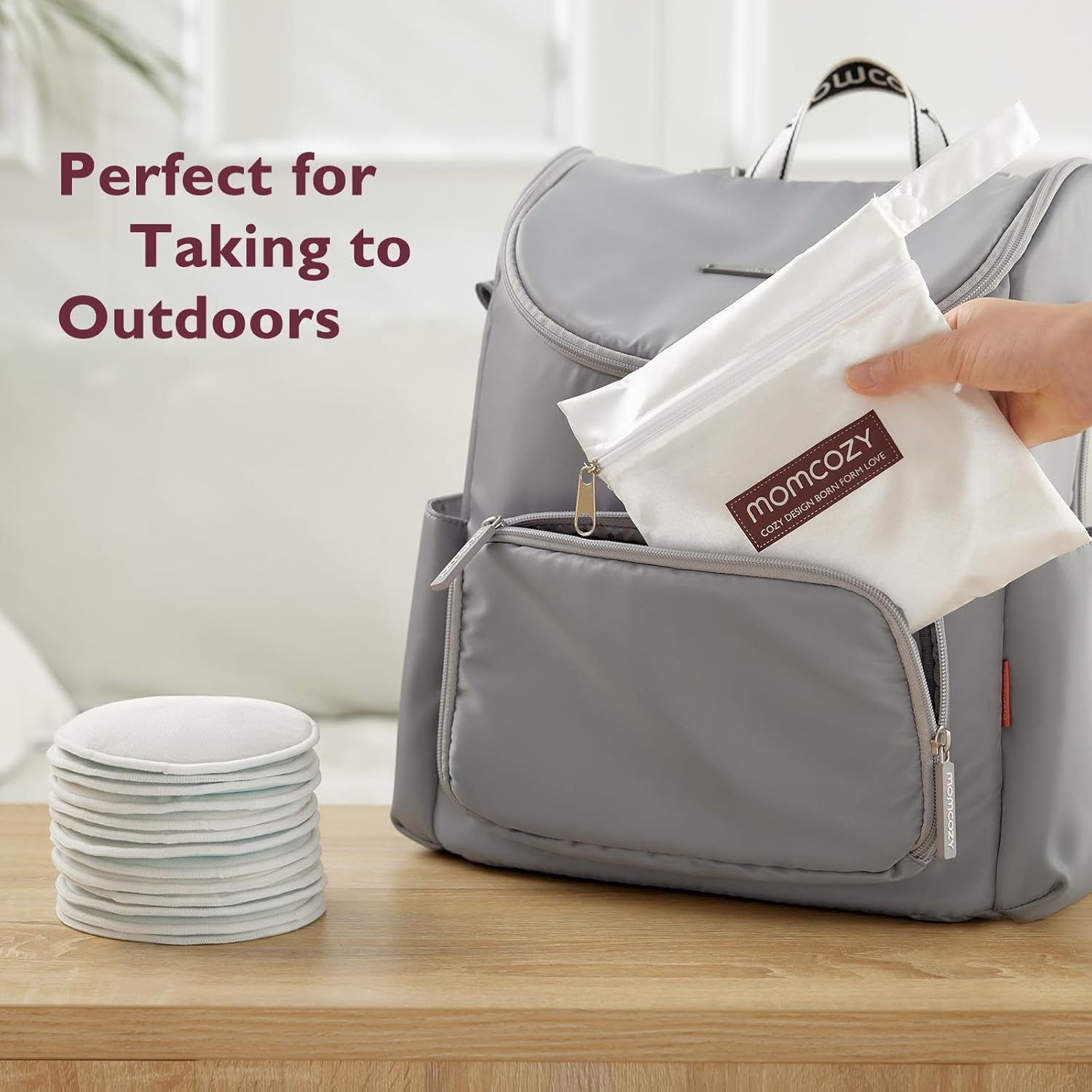 Momcozy Reusable Breast Pads, Innovative Use of Absorbent Fabric & 4 Layers of Super Absorbent Core Washable Nursing Pads, Absorb Quickly and Leak-Proof, 14 Pack + Wet & Dry Separation Bag + Wash Bag image number 6