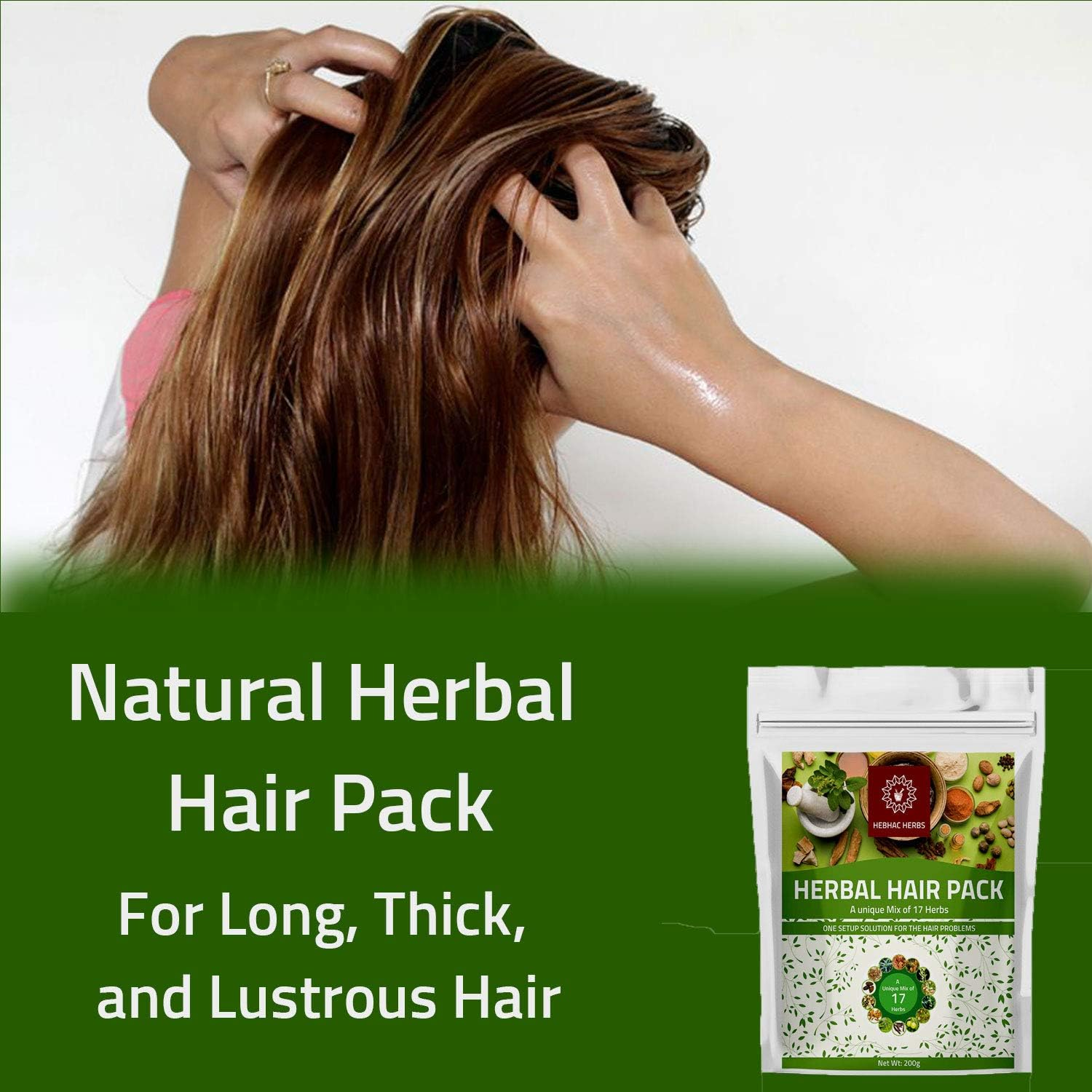 Herbal Hair Mix Powder for Hair Care by Hebhac Herbs Made with 17 Traditional Herbal Hair Oil Mix for Thick Long Hair Growth (3.5 Oz) image number 1