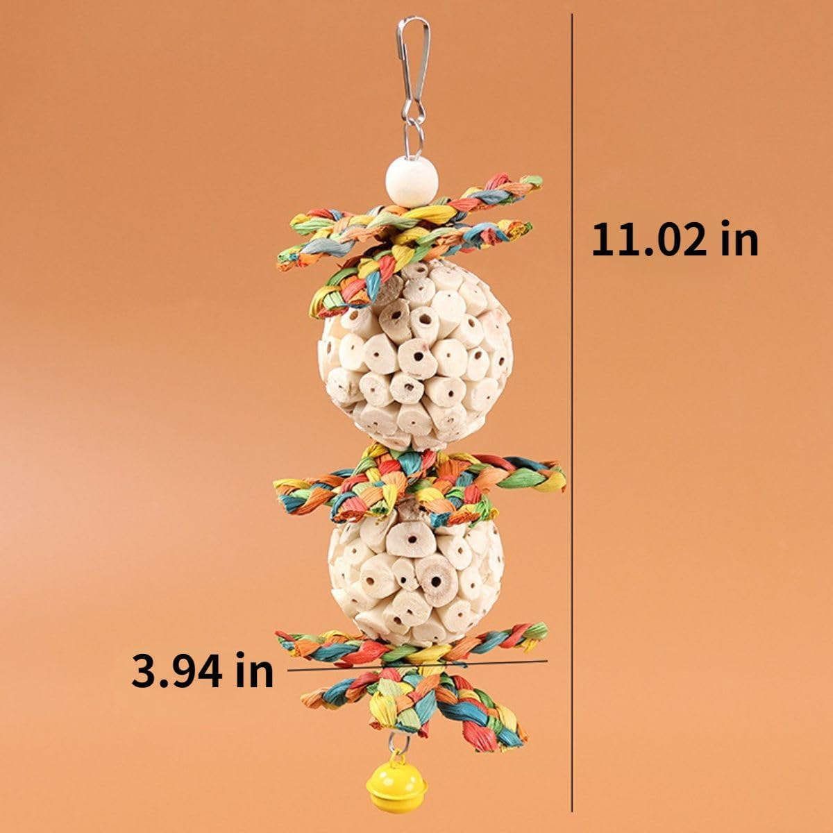 Bird Toys Conure Toys Hanging Natural Soft Sola Ball Natural Corn Husk Beak Chew Shred Colorful Forage Toys for Parrots, Cockatiel, Conure, Love Birds,Parakeets,Budgie and Other Small Birds (L) image number 4