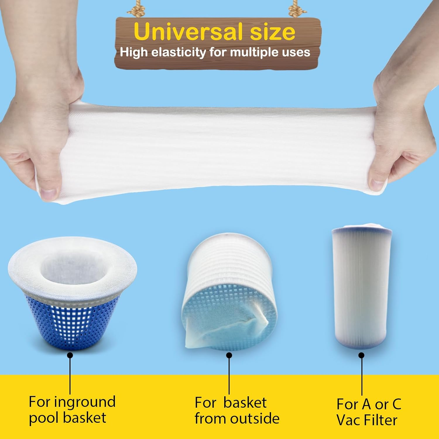 50 Pack Pool Filter Socks for Pool Skimmer, Pool Skimmer Socks for Inground Pool or above Ground Pool Filter, Ultra Fine Mesh Screen Liner Skimmer Basket Sock Scum Sock Saver, Debris Leaves Catcher image number 5