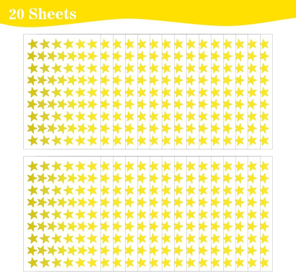 1080 PCS Gold Star Stickers, Small Star Stickers, 20 Sheets Foil Star Metallic Stickers, Star Sticker for Kids Reward, School Planner, Behavior Chart, Classroom Teacher Supplies, DIY, Home image number 3