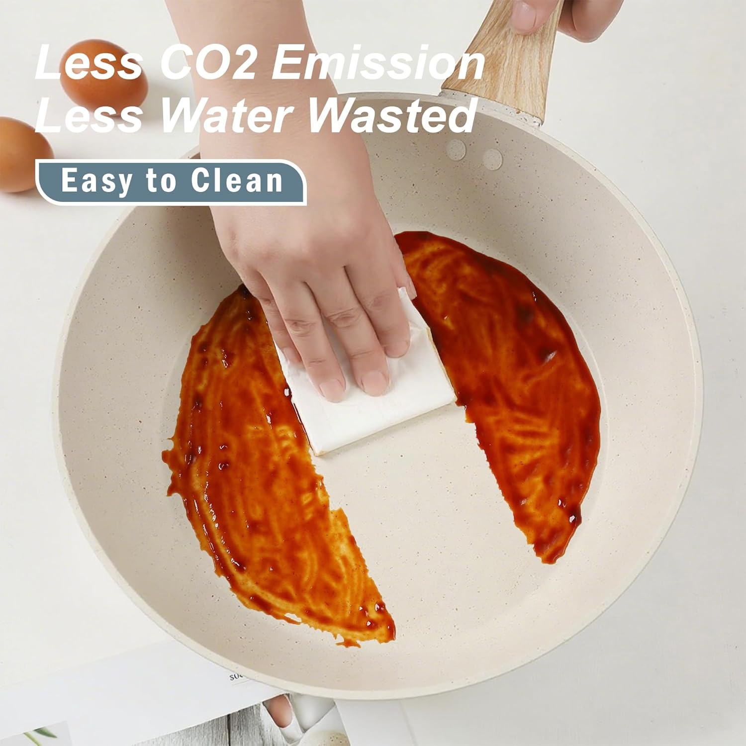 SHEUMNT 11Pcs Pots and Pans Set, Nonstick Cookware Sets, White Granite Induction Cookware Non Stick Cooking Set W/Frying Pans & Saucepans image number 1