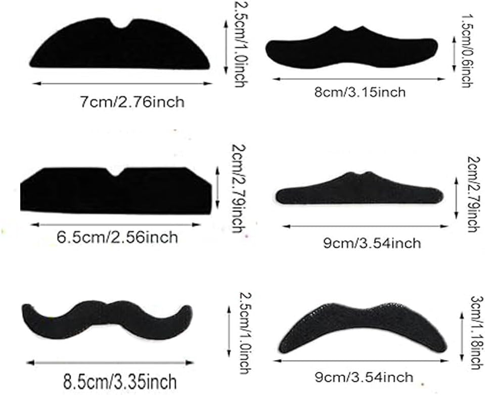 Fake Mustache Fake Beards Set Costume Hairy Adhesive Mustache Whiskers for Costume Accessories Halloween Masquerade Party Cosplay (24Pcs Mixed Color) image number 2
