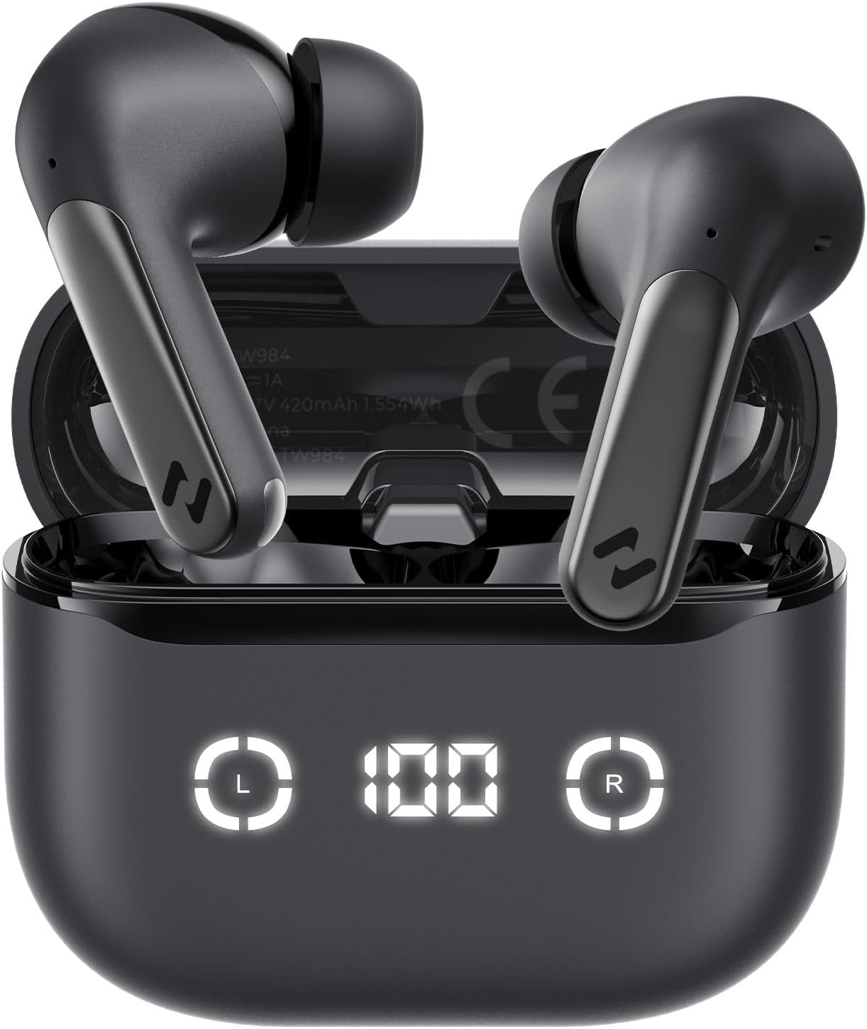 Havit Active Noise Cancelling Wireless Headphones, Bluetooth 5.4 in Ear Headphones, 3D Bass Stereo Wireless Earbuds with 4 ENC Noise Cancelling Mic, 40H Bluetooth Earbuds with LED Display image number 5