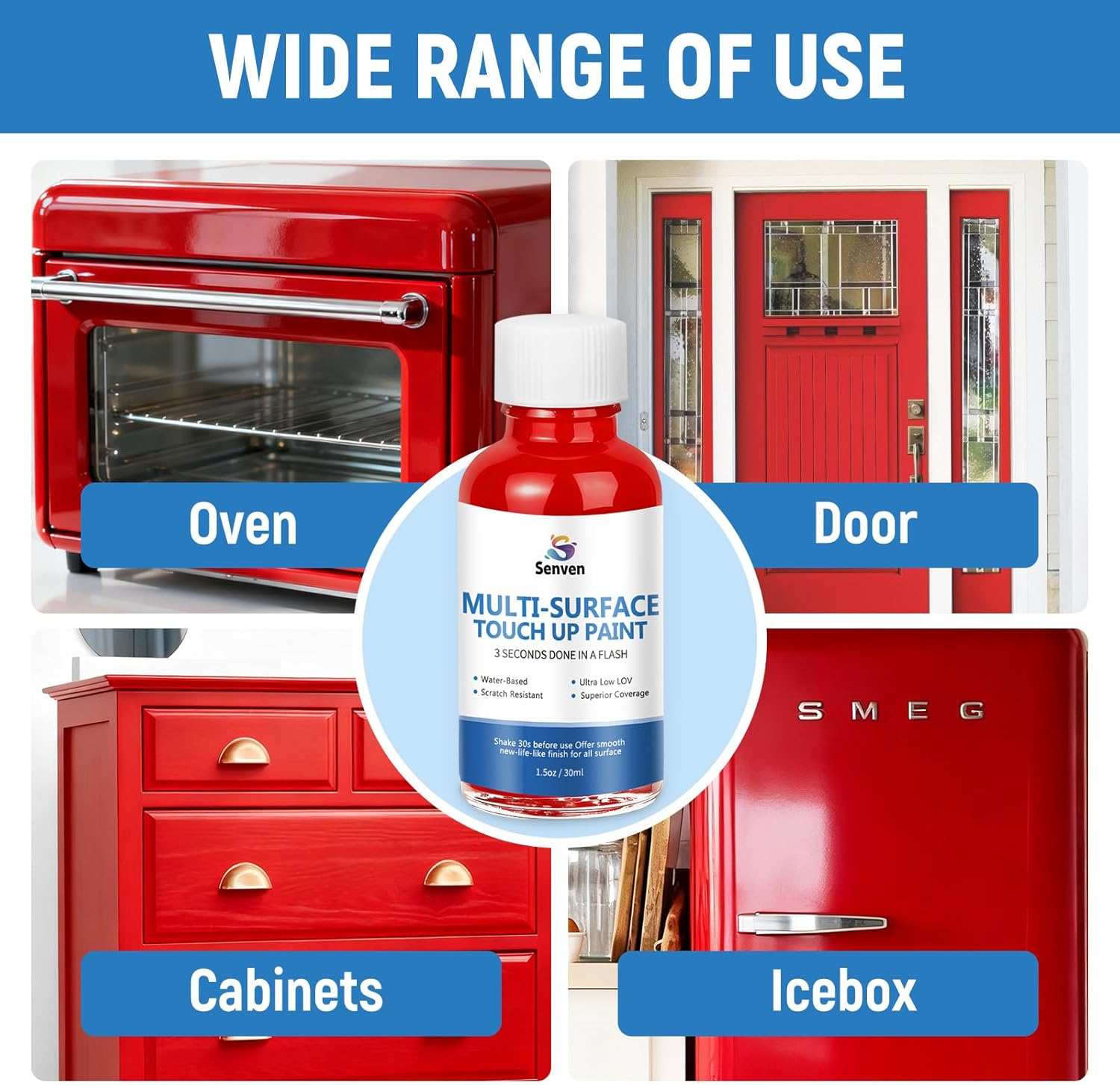 Red Paint Multi Surface Apple Red Touch up Paint Repair for Wall,Door,Cabinets,Wood,Furniture, Appliance,Tile,Porcelain,Touch up Paint Pen for Refrigerators,Washers,Dishwashers,Microwave,Oven image number 4