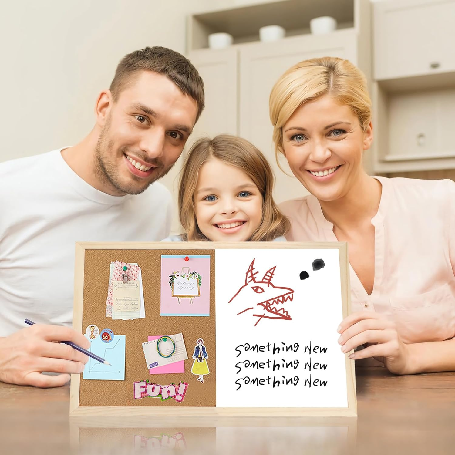 Dry Erase Cork Board Combo,Petknows Vision Board Cork and White Board Combo for Office,Wall Mounted Memo Board for Office Home and School, 14.5*11Inches, 326-5333 image number 1