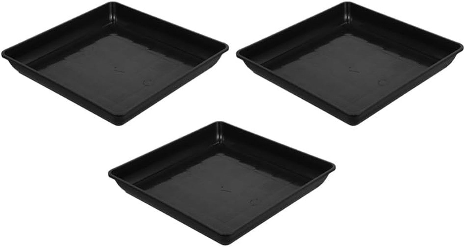 Happyyami 3Pcs Square Plastic Plant Saucers 14 Inch Flower Pot Drip Trays Planter Water Catcher Tray Plant Pot Base for Garden