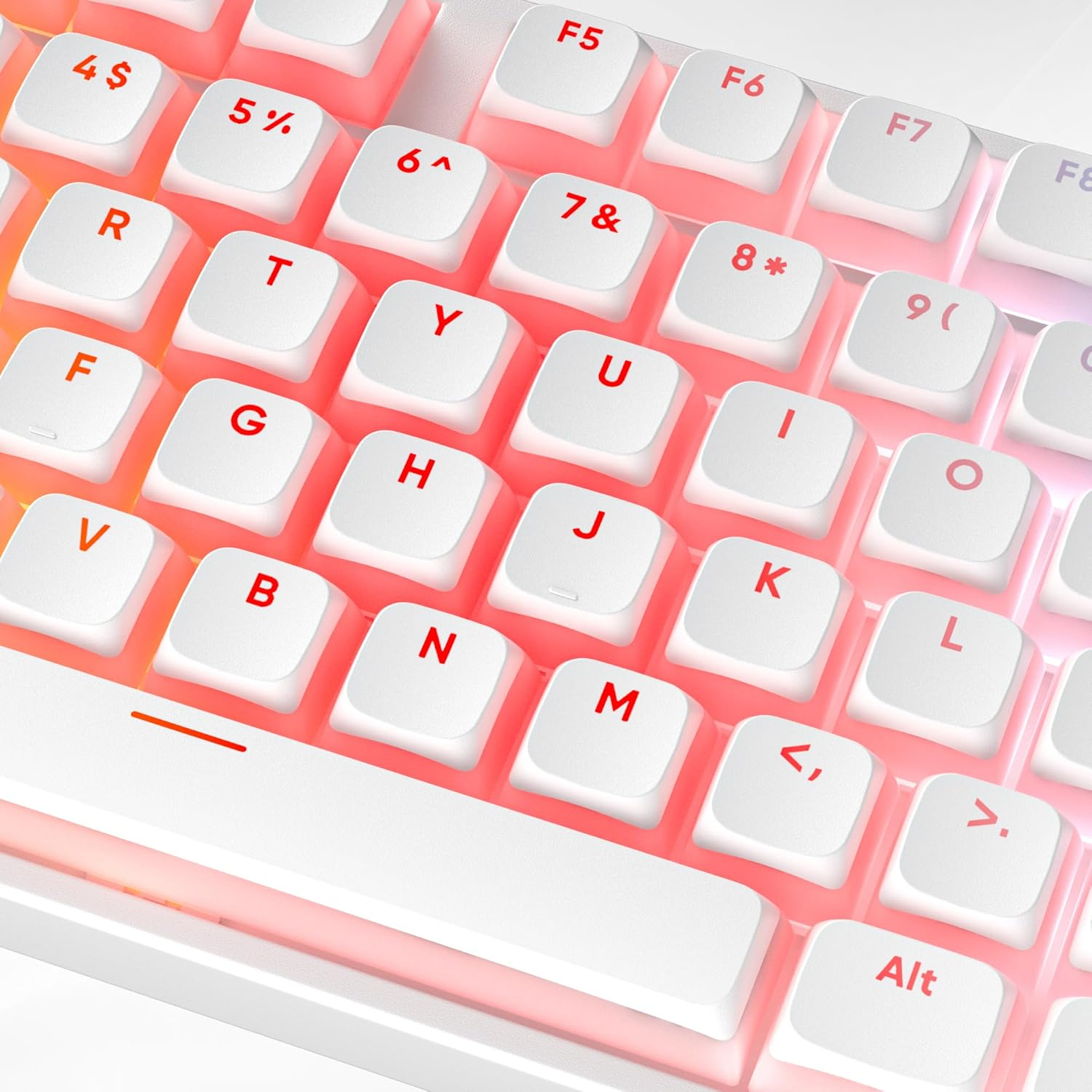 Ussixchare PBT Pudding Keycaps Set 117 Keys, Double Shot Translucent XDA Profile for ISO & ANSI Layout 61/68/84/87/104 Keys Mechanical Keyboard, White Pudding image number 6