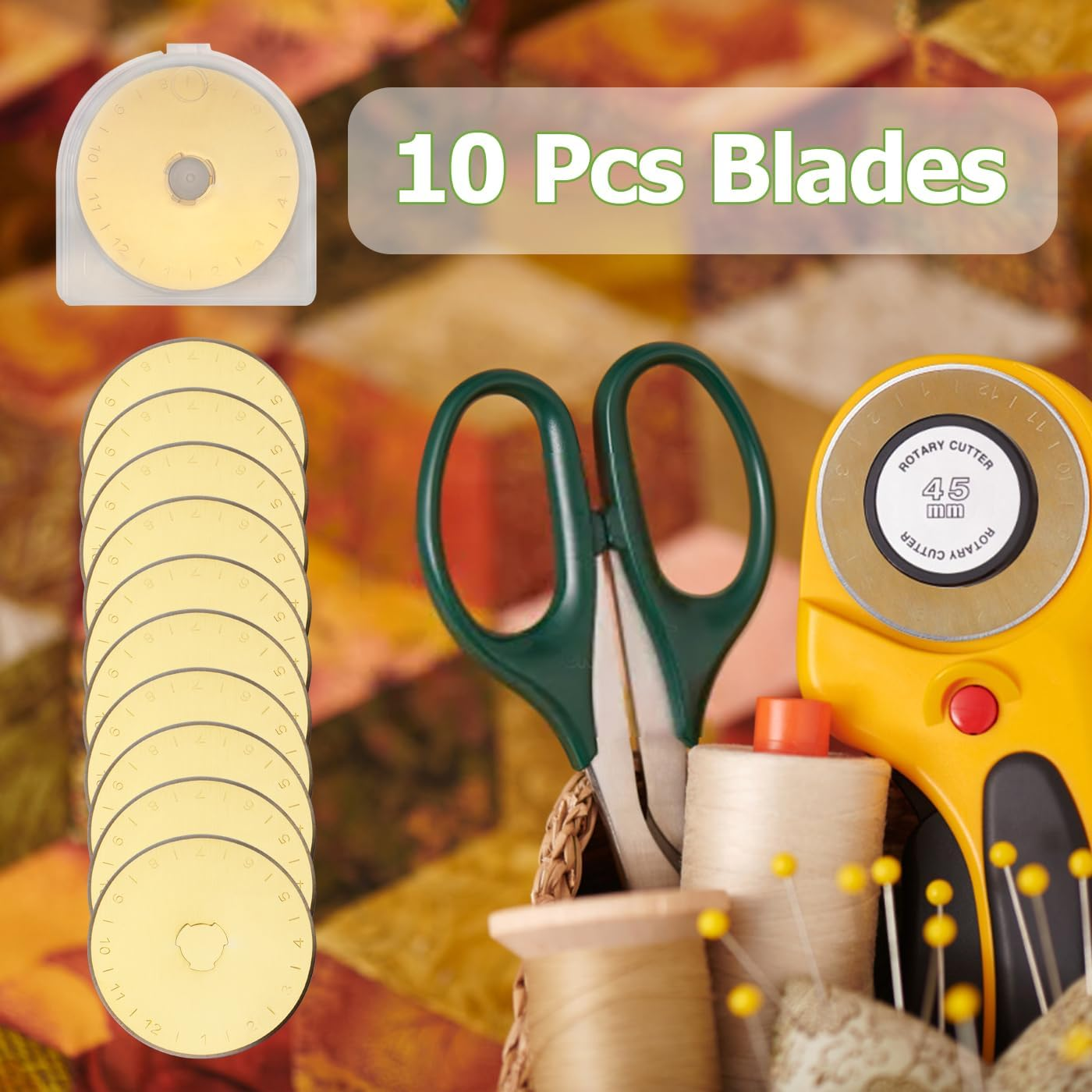 45Mm Rotary Cutter Blades Replacement, Steel Titanium Coated Rotary Cutters Knife Blade Compatible with Olfa, Fiskar, Martelli, Truecut Cutter Tool, 10 Pcs image number 5