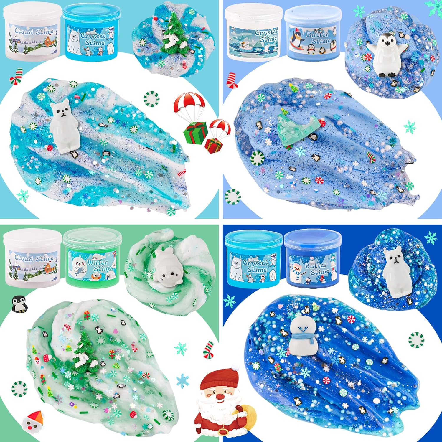 LAWOHO 6 Packs Snow Slime Kit - Cloud Slime, Butter Slime, Clear Slime & Water Slime, Crunchy Slime for Kids with Slime Add-Ins, Slime Kit for Girls & Boys Birthday Halloween Christmas Easter Favors image number 4